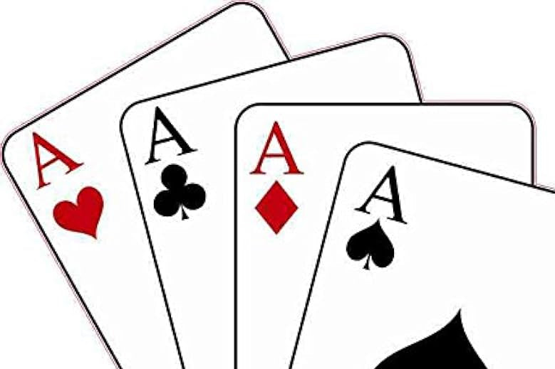 Four playing card aces with different suits on a white background
